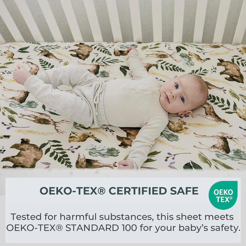 Pobibaby - 2 Pack Premium Fitted Baby Boy Crib Sheets for Standard Crib Mattress - Ultra-Soft Cotton Blend, Safe and Snug, and Stylish Woodland Crib Sheet (Wildlife) - Image 5