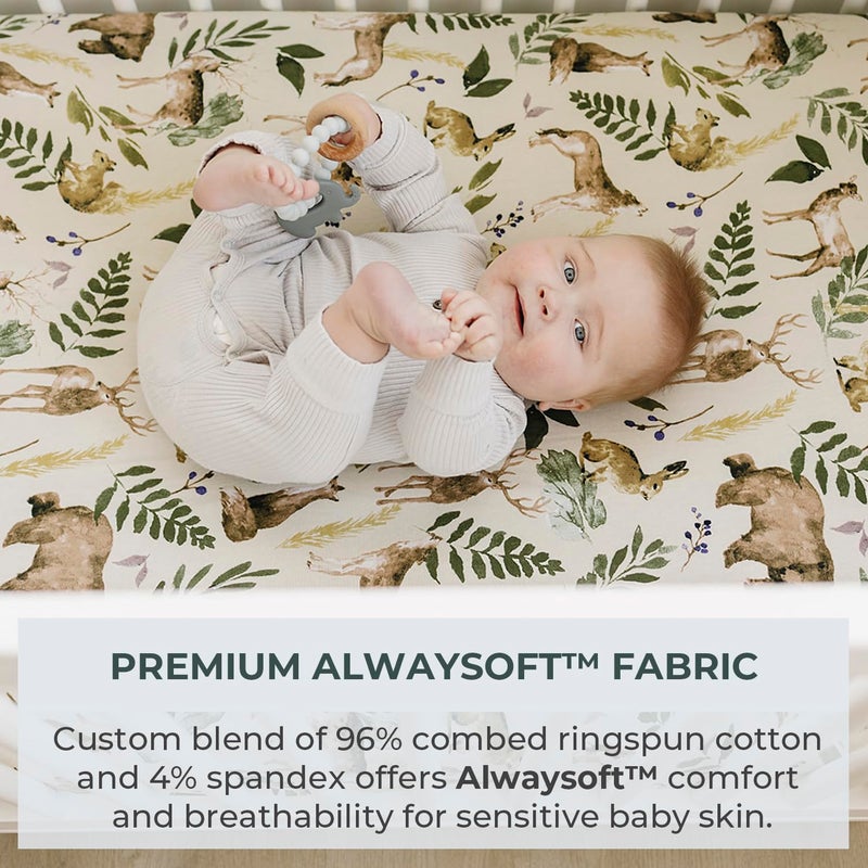 Pobibaby - 2 Pack Premium Fitted Baby Boy Crib Sheets for Standard Crib Mattress - Ultra-Soft Cotton Blend, Safe and Snug, and Stylish Woodland Crib Sheet (Wildlife) - Image 2