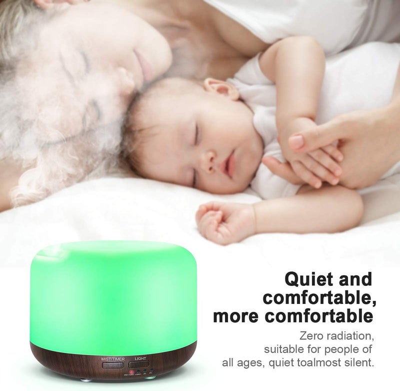 Marchred 300ML Essential Oil Diffuser with Remote Control,Ultrasonic Aromatherapy Air Diffuser Humidifier,Aroma Diffuser with 7 LED Color Changing Light for Large Room,Home (Dark Wood Grain) - Image 3