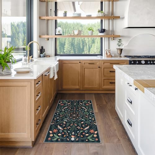 La Home Lahome Insect Botanical Floral 2x3 Small Kitchen Rugs for Entryway Black Door Mat Indoor EntranceWashable Boho Bathroom Area RugSoft NonSlip Indoor Carpet Throw Rugs for Entry LaundryBlack2x3 - Image 3