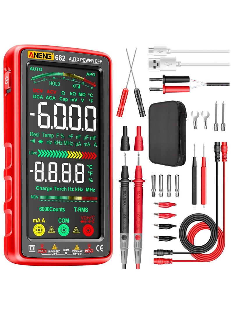 ANENG 6000 مقياس رقمي متعدد LCD كبير ذكي مضاد للحرق وقابل لإعادة الشحن  - Image 1