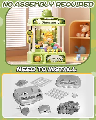 STACTCUTE 78PCS Large Dinosaur Claw Machine for Kids No Assembly Required Electronic Arcade Game with Music Lights Vending Machine Toy Prize Dispenser Birthday Gift for Boys Girls Age 3 - Image 5
