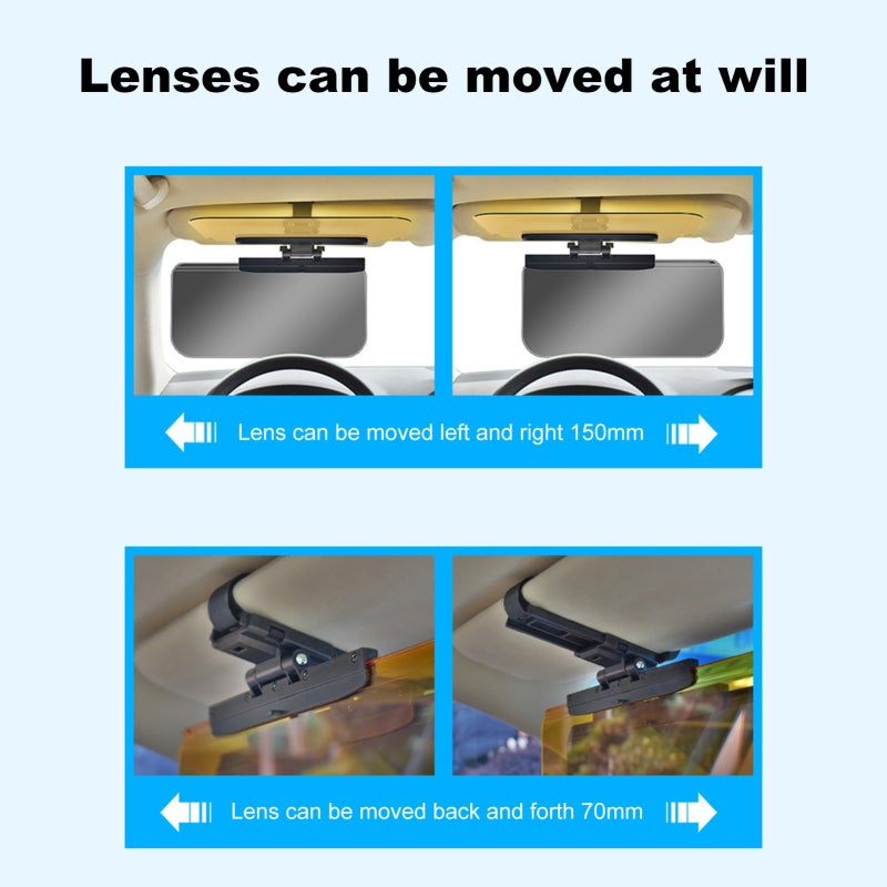 Car Sun Visor 345 X 165mm PC Material High Temperature Resistance Anti Sun Glare Sun Visor - Adjustable Lens For Day Night Use Sun Visor for Car Drivers Commuters - Image 5