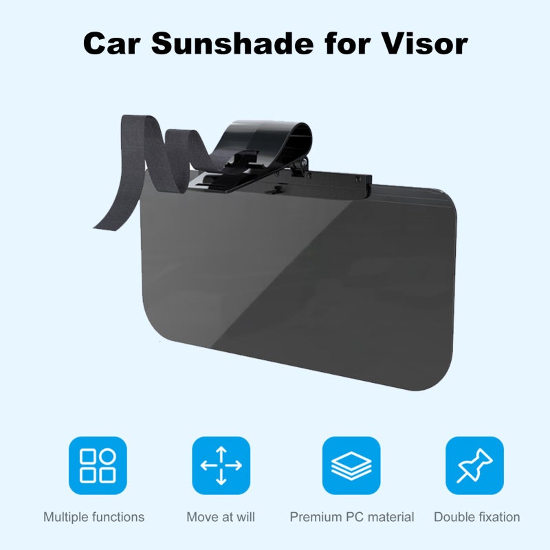 Car Sun Visor 345 X 165mm PC Material High Temperature Resistance Anti Sun Glare Sun Visor - Adjustable Lens For Day Night Use Sun Visor for Car Drivers Commuters - Image 2