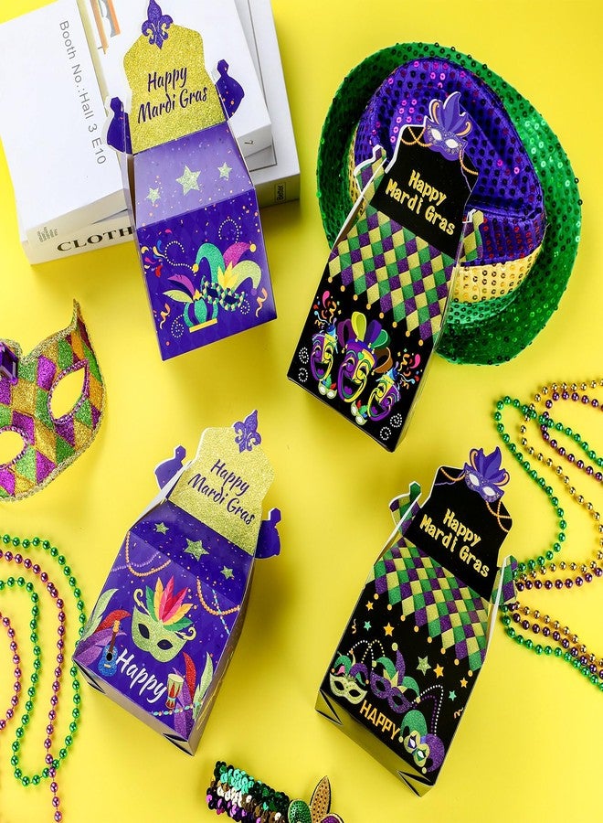 Moinchore 24 Pcs Mardi Gras Gift Box Treat Box Party Favors Masquerade Goodie Gable Boxes Cardboard Candy Party Treat Boxes for Mardi Gras Birthday Decorations Snack Supplies - Image 4