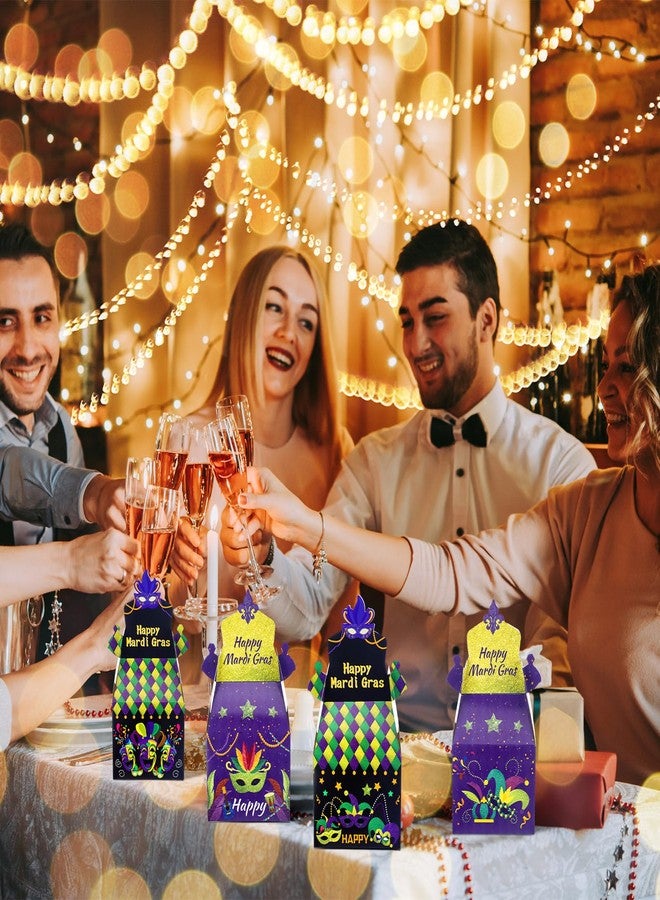 Moinchore 24 Pcs Mardi Gras Gift Box Treat Box Party Favors Masquerade Goodie Gable Boxes Cardboard Candy Party Treat Boxes for Mardi Gras Birthday Decorations Snack Supplies - Image 5