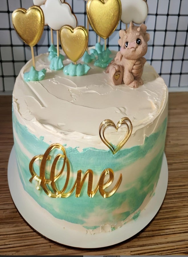 REMAX Gold Acrylic One Cake Topper, First Birthday Cake Decoration, 1st Cake Charm One Sign for Baby Shower Party Supplies - Image 2