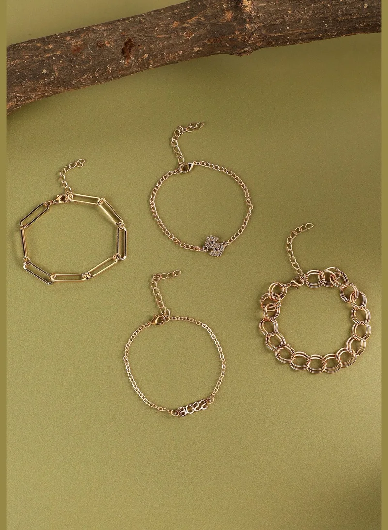 SOHI 4 Piece Gold Plated Designer Casual Wear Bracelet For Women