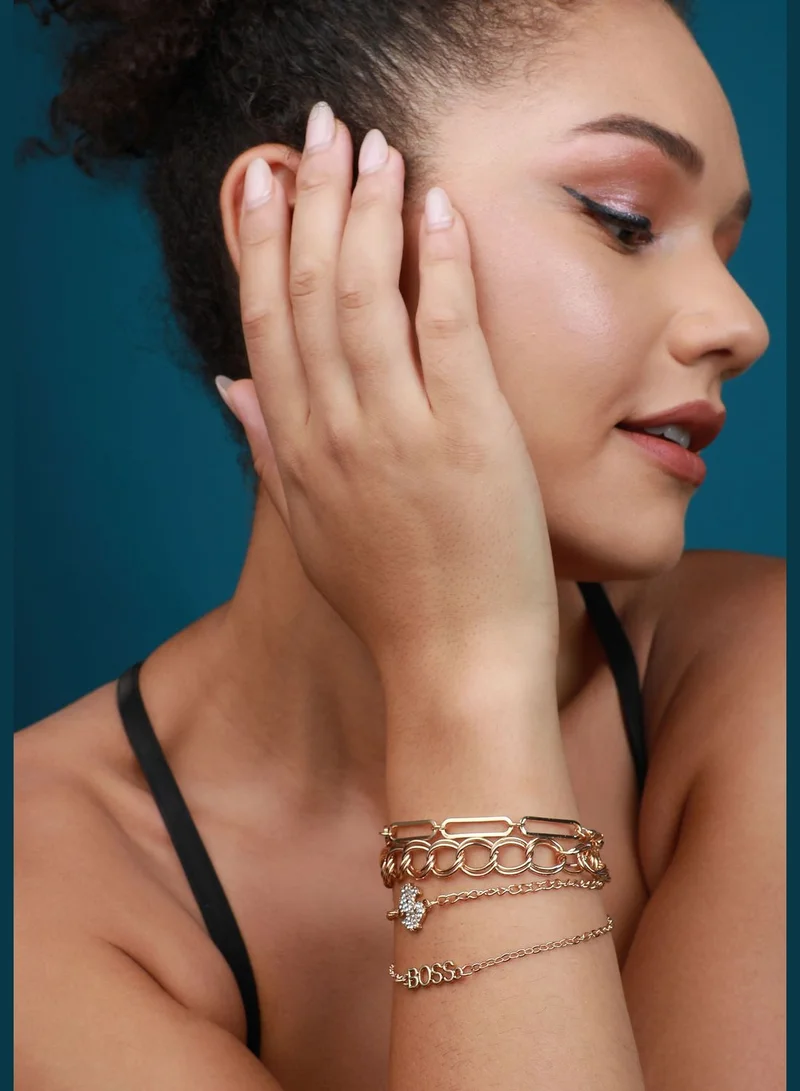 SOHI 4 Piece Gold Plated Designer Casual Wear Bracelet For Women