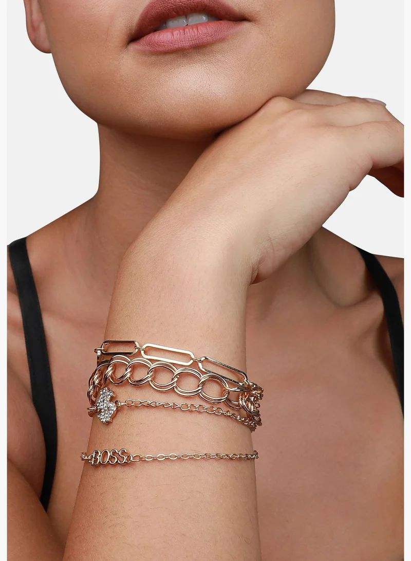 SOHI 4 Piece Gold Plated Designer Casual Wear Bracelet For Women