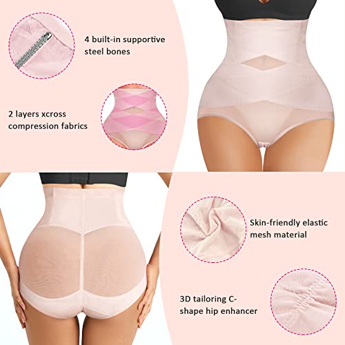 Nebility Womens' Tummy Control High Waist Trainer Body Shaper (US, Alpha, Large, Regular, Regular, Beige) - Image 4
