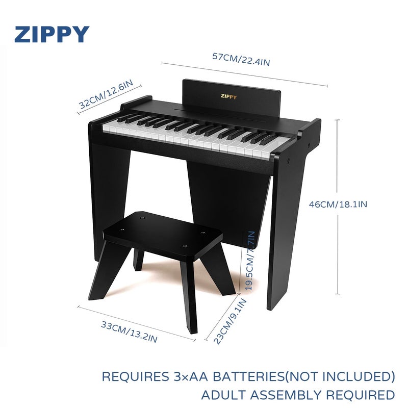 ZIPPY Kids Piano Keyboard, 37 Keys Digital Piano for Kids, Music Educational Instrument Toy, Wood Piano for 3+ Girls and Boys (Black Basic) - Image 5