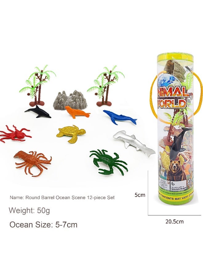 NIBEMINENT Dinosaur Ocean Animal Model Simulation Wild Life Supermarket Barrel Set