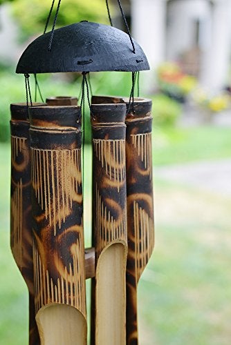 Cohasset Gifts Bamboo Wind Chime | #136 | Burnt Finish Simple Bamboo Wind Chime | Wood, Outdoor, Home Décor for Decks, Garden, Porch | Small | Natural Wood Burnt Design Finish | - Image 2