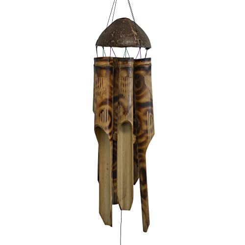 Cohasset Gifts Bamboo Wind Chime | #136 | Burnt Finish Simple Bamboo Wind Chime | Wood, Outdoor, Home Décor for Decks, Garden, Porch | Small | Natural Wood Burnt Design Finish | - Image 1