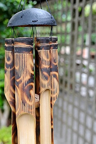 Cohasset Gifts Bamboo Wind Chime | #136 | Burnt Finish Simple Bamboo Wind Chime | Wood, Outdoor, Home Décor for Decks, Garden, Porch | Small | Natural Wood Burnt Design Finish | - Image 3