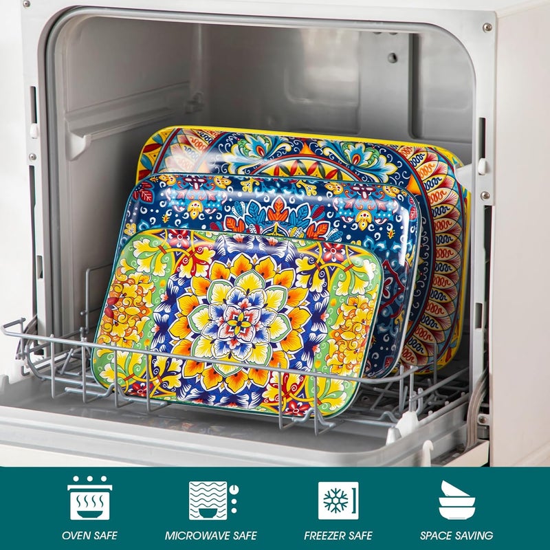 vancasso Serving Platters Set of 3 161412 Inch Rectangular Trays  Serving Platter Extra Large Bohemian Ceramic Serving Dish for Entertaining Food Microwave  Dishwasher Safe Vintage - Image 4