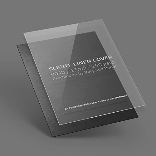 Binditek 50 Pack 13 Mil Slight Linen-Texture Paper Binding Presentation Covers, 90lb, 8-1/2 x 11", for Business Documents, School Projects, Un-Punched, Black - Image 3