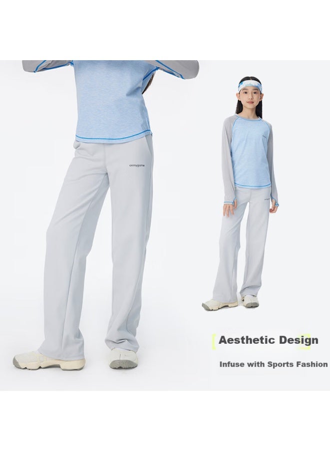 Onmygame Girls' Long Pants, Casual Sports Style For Girls, Cloud Gray, Size 140