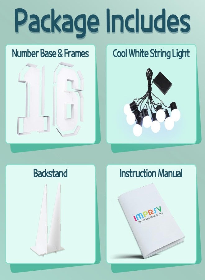 imprsv Marquee Numbers Large 16th-Birthday Decorations: 3ft Light Up Number Sweet 16 Party Decoration for Boy Girl Sixteen Year Old Decor Party Backdrop Anniversary Cardboard Big Mosaic Number 16 - Image 3