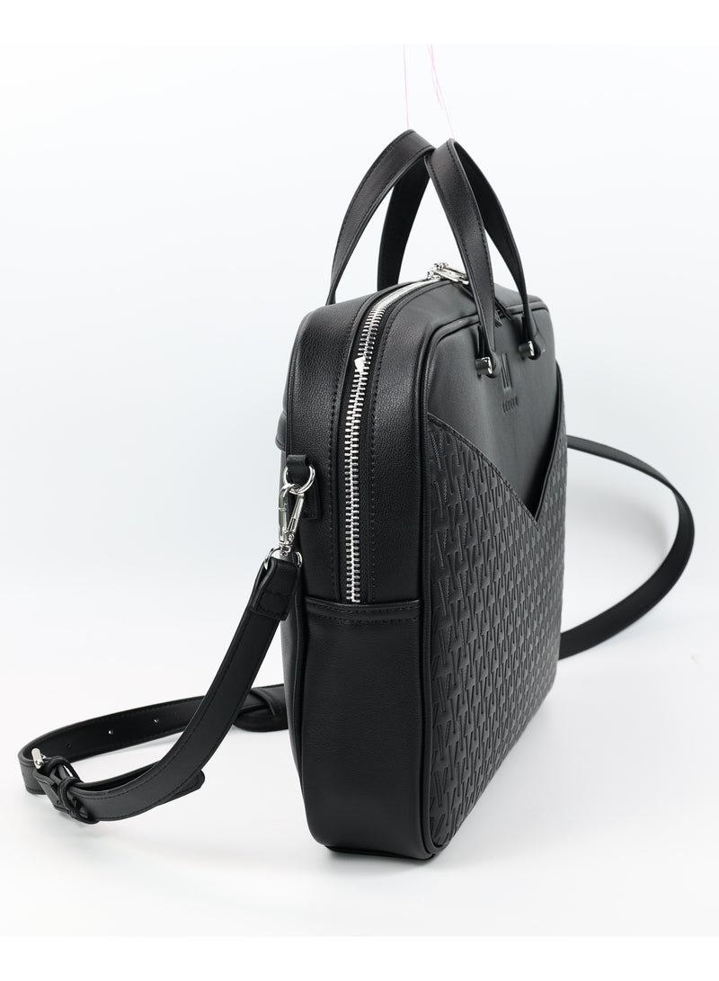 LEVELO Luxe 16" Laptop Sleeve / Multiple Compartments / Ample Space / Sleek Design / Secure Closure / Padded Interior Bag / Scratch Resistant - Black  - Image 4