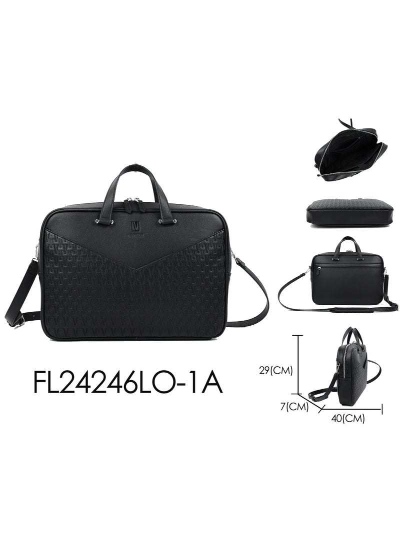 LEVELO Luxe 16" Laptop Sleeve / Multiple Compartments / Ample Space / Sleek Design / Secure Closure / Padded Interior Bag / Scratch Resistant - Black  - Image 2