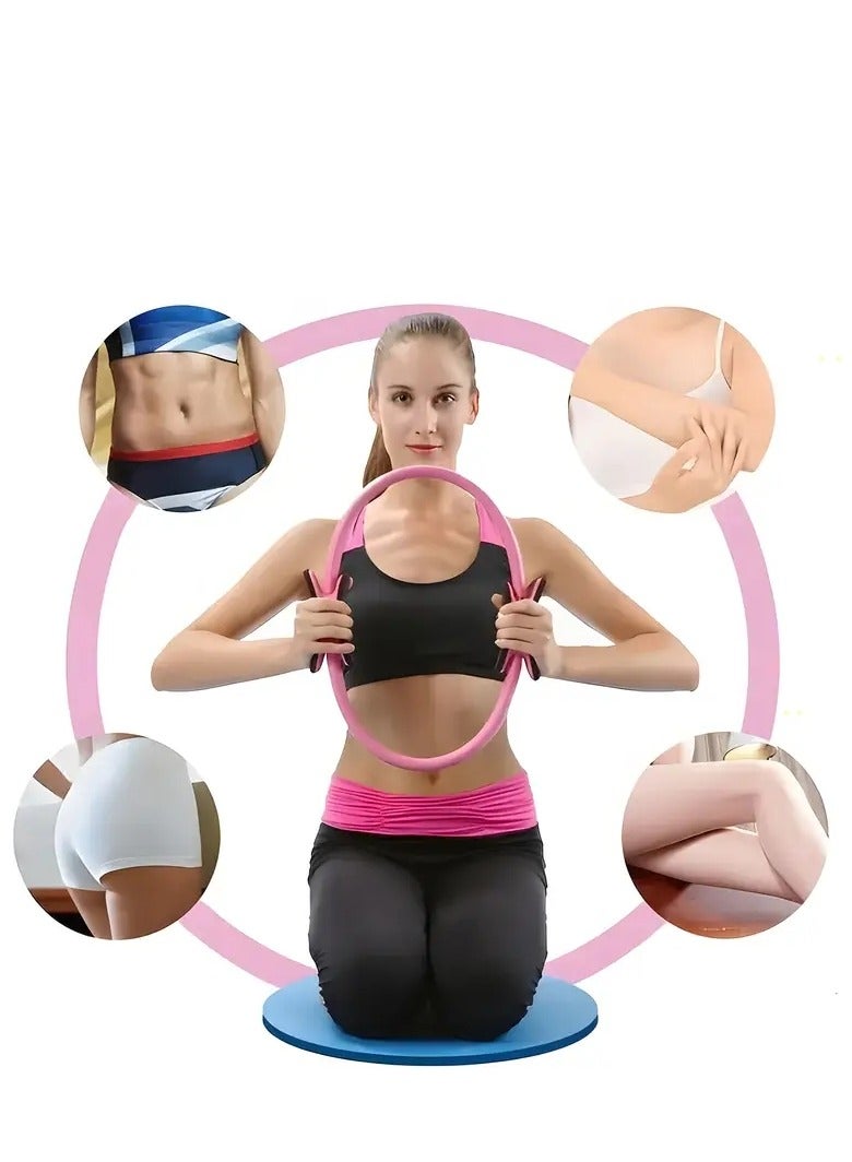 دي إم جي تك مجموعة حلقات بيلاتيس الدائرية، مجموعة لياقة بدنية يوجا من 12 قطعة مع أشرطة مقاومة، حزام شد، كرة تمرين 25 سم، حلقة يوجا، معدات تمرين في المنزل للنساء، مناسبة للساقين والذراعين والفخذين - Image 4
