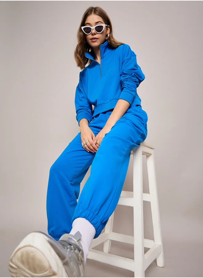 SASSAFRAS Solid Terry Baggy Joggers with Elasticated Waist