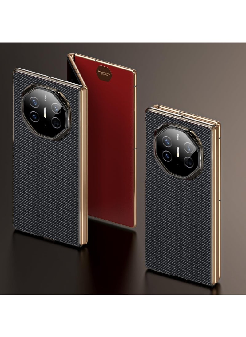 Generic - Carbon Fiber Texture Leather Compatible with Huawei Mate XT Ultimate Design Case Cover Ultra Thin Shockproof Back Luxury Plated Frame for Huawei Mate XT - Image 1