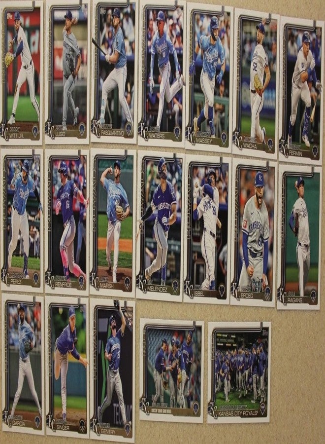Topps Total Kansas City Royals 2025 Topps Complete Mint 19 Card Hand Collated Team Set Featuring Salvador Perez and Bobby Witt Jr with a Tyler Gentry Rookie Card Plus - Image 1