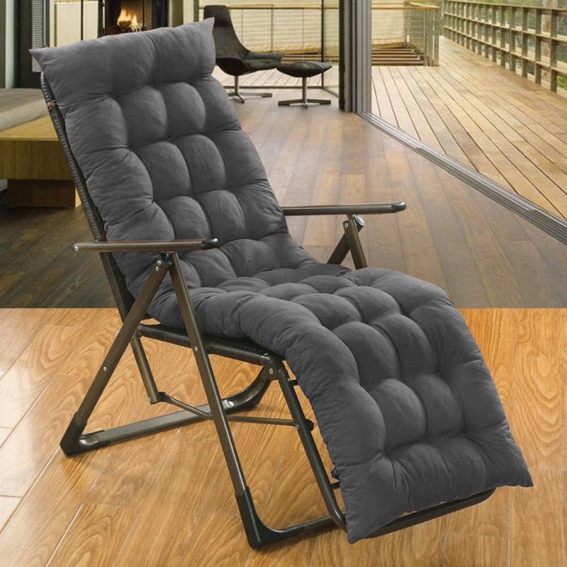 Texlux Polycotton Rocking Chair Cushion for IndoorOutdoor Standard 48x18 Inch Grey Chair Not Include Set of 1 - Image 1