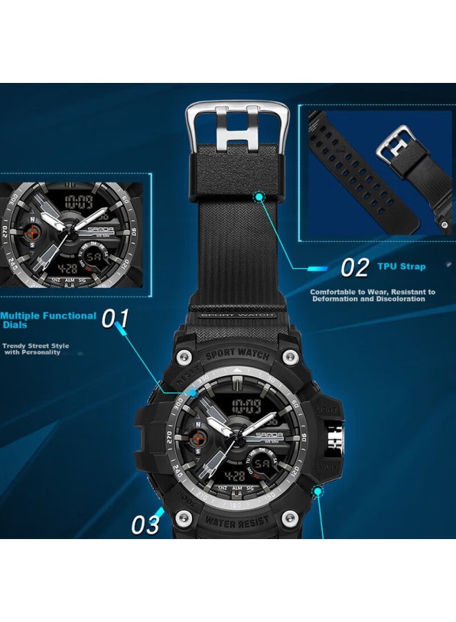 Sanda Men's Electronic Sports Watch Waterproof Multifunctional Military Style For Students And Soldiers - Image 5