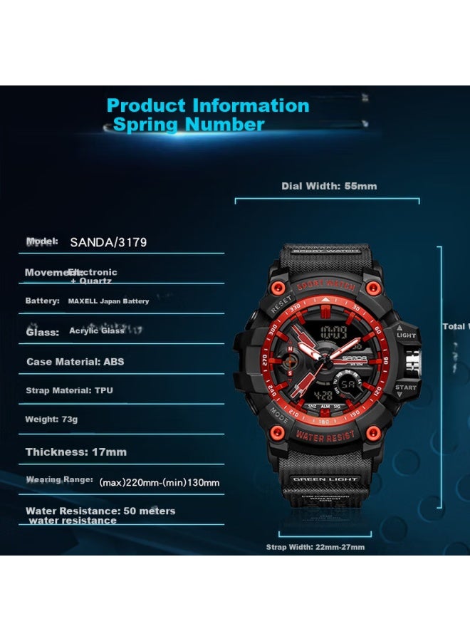 Sanda Men's Electronic Sports Watch Waterproof Multifunctional Military Style For Students And Soldiers - Image 3