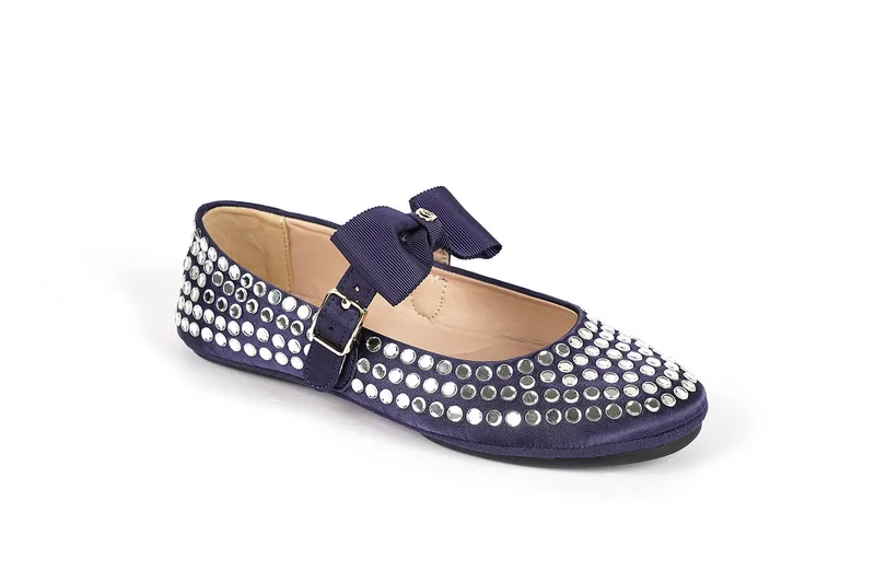 كابلي أحذية باليه مسطحة للنساء