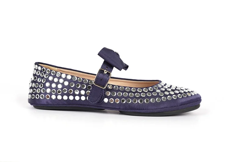 كابلي أحذية باليه مسطحة للنساء