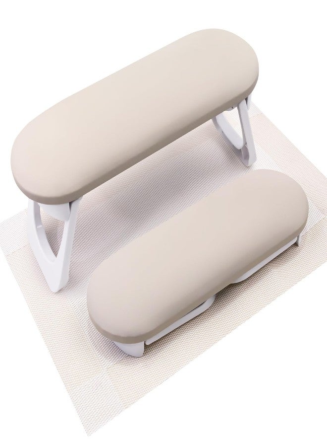 Subay Arm Rest for Nails Tech, Foldable PU Leather Nail Arm Rest for Acrylic Nails Cushion Hand Holder, Hand Rest Pillow Nail Art Accessories Tool for Manicure Pedicure Salon Home Use - Light Brown - Image 1
