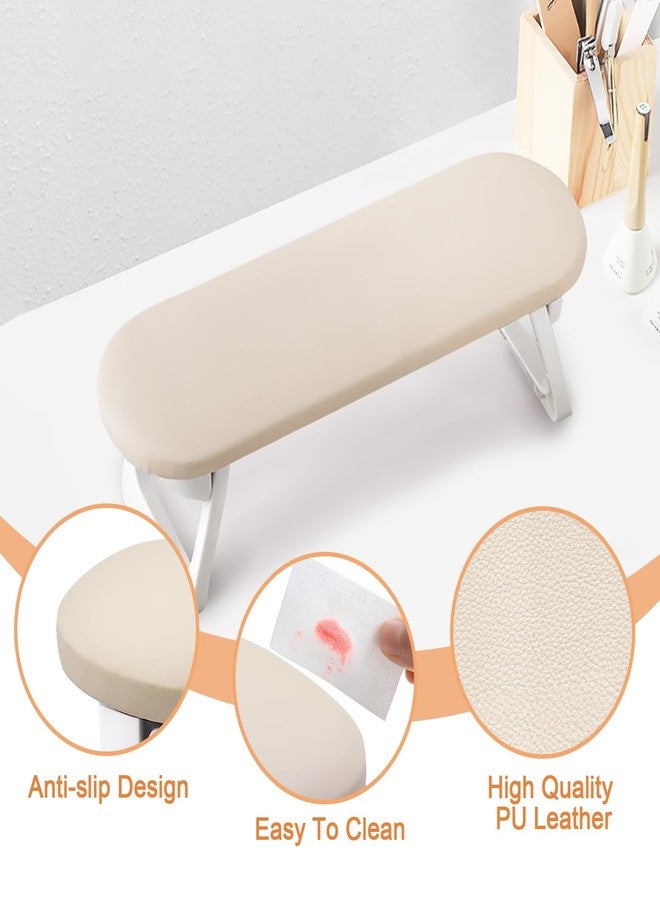 Subay Arm Rest for Nails Tech, Foldable PU Leather Nail Arm Rest for Acrylic Nails Cushion Hand Holder, Hand Rest Pillow Nail Art Accessories Tool for Manicure Pedicure Salon Home Use - Light Brown - Image 4