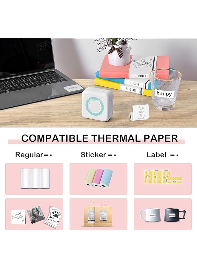 erorex Mini Pocket Sticker Printer 1Pcs Bluetooth Wireless Portable Mobile Printer Machine Thermal Printer For Notes Memo Photo Pocket Label Receipt Printer Compatible With Ios And Android  - Image 4