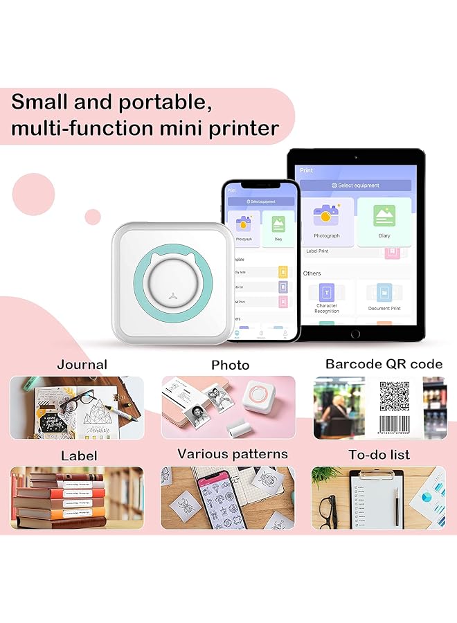 erorex Mini Pocket Sticker Printer 1Pcs Bluetooth Wireless Portable Mobile Printer Machine Thermal Printer For Notes Memo Photo Pocket Label Receipt Printer Compatible With Ios And Android  - Image 3