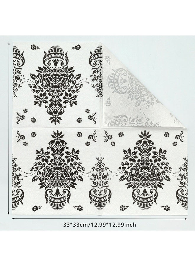 YOLOLAND 40-Piece Double-Layer Floral-Printed Classic Lace Napkins, 13x13 Inch - Perfect for Elegant Gatherings & Weddings - Image 3