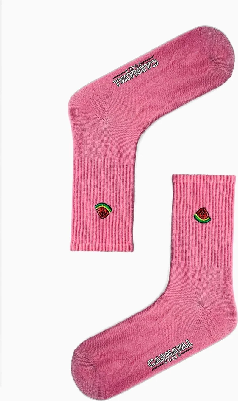 Carnaval Socks Watermelon Embroidered Pink Color Sports Socks