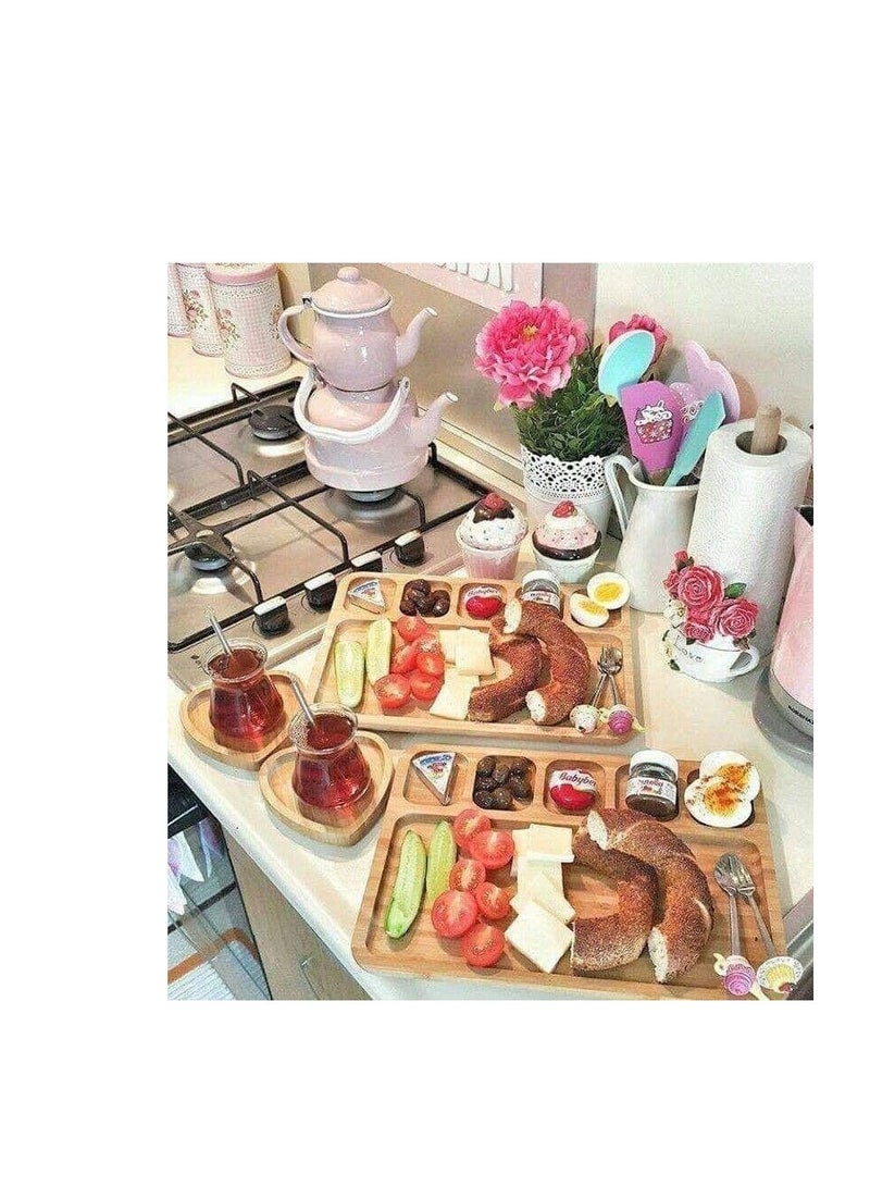 Wooden serving tray with distinctive design and coasters - a touch of luxury for the dining room BK - Image 2