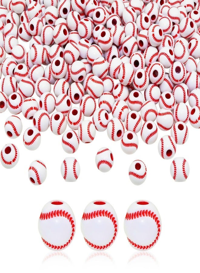 Looconi 200pcs Baseball Beads for Jewelry Making, Sports Ball Plastic Beads for DIY Crafts Bracelet - Image 1