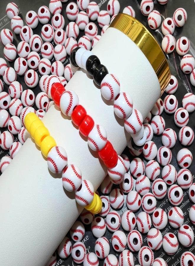 Looconi 200pcs Baseball Beads for Jewelry Making, Sports Ball Plastic Beads for DIY Crafts Bracelet - Image 4