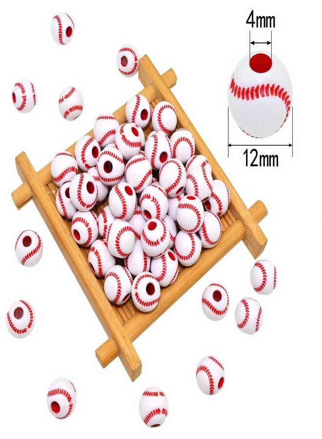 Looconi 200pcs Baseball Beads for Jewelry Making, Sports Ball Plastic Beads for DIY Crafts Bracelet - Image 2