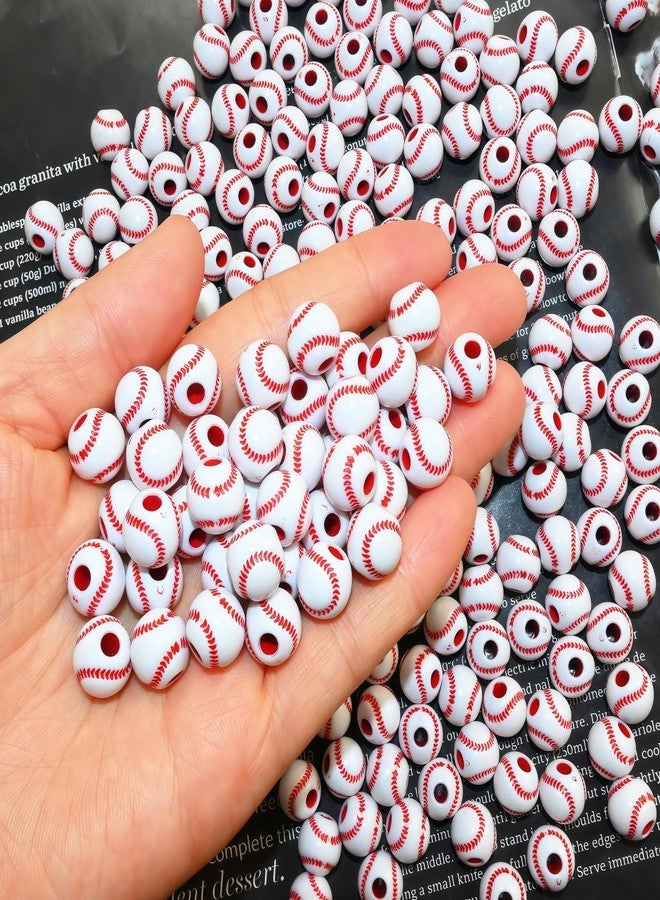 Looconi 200pcs Baseball Beads for Jewelry Making, Sports Ball Plastic Beads for DIY Crafts Bracelet - Image 3