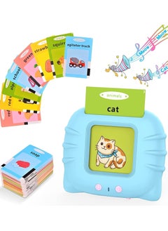 Festive Gallery Educational Toy For Kids Listen and Learn Literacy Audible Flash Cards For Toddlers 1 2 3 4 5 6 Years Old Boys Girls Flashcards Device With 112 pcs Double Sided Cards 224 Words Blue Reader  - Image 1
