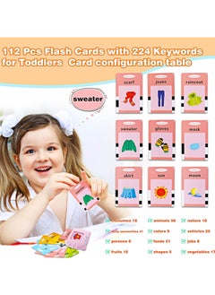 Festive Gallery Educational Toy For Kids Listen and Learn Literacy Audible Flash Cards For Toddlers 1 2 3 4 5 6 Years Old Boys Girls Flashcards Device With 112 pcs Double Sided Cards 224 Words Blue Reader  - Image 3