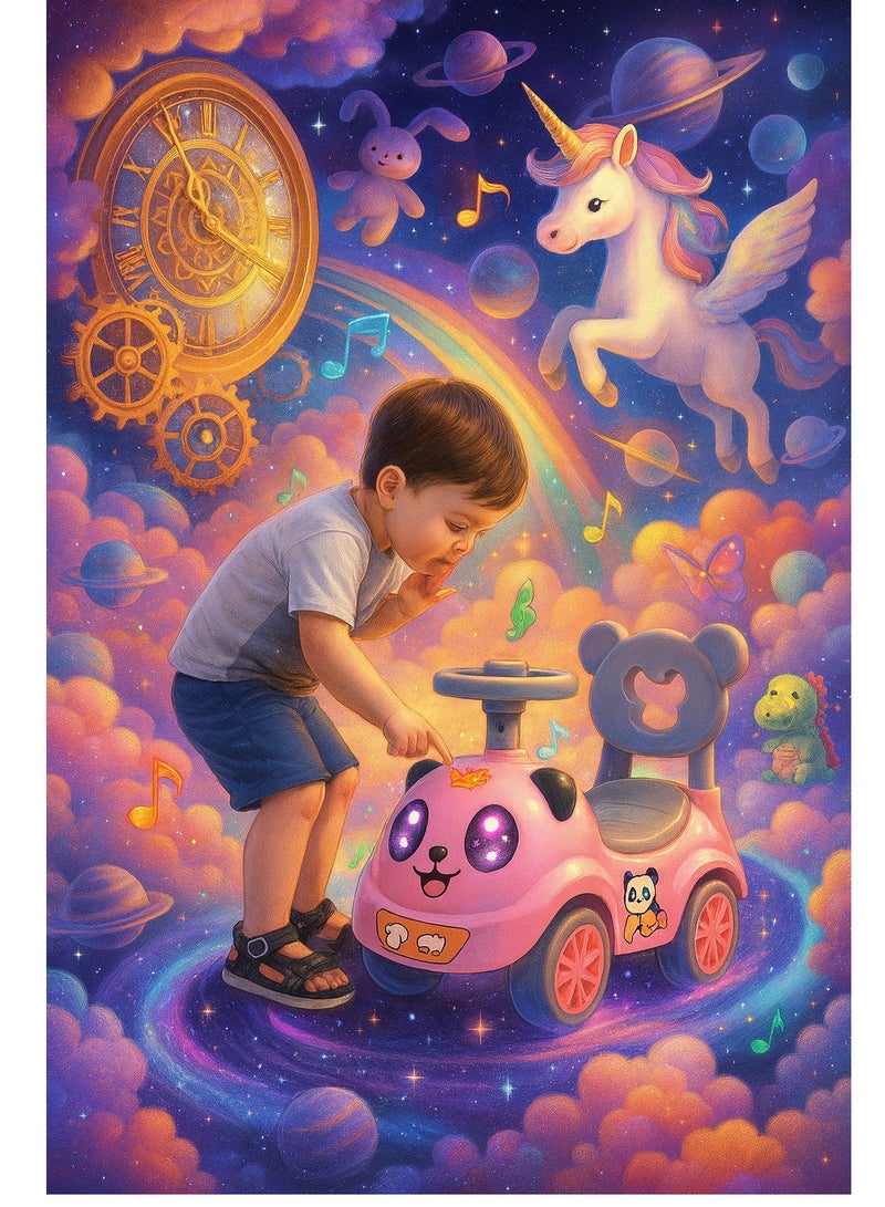 سيارة ركوب أطفال باندا كيوت - لون وردي – موسيقى وأضواء وتخزين – آمنة ومريحة للأطفال - Image 3