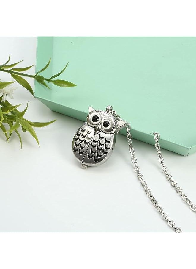 X spring - Pocket Watch Pocket Watch With Chain Novelty Owl Locket Pendant Watch Vintage Pocket Watch Roman Numerals Scale Quartz Pocket Watches For Women Men Boys Girls Graduation Birthday Gifts - Image 1